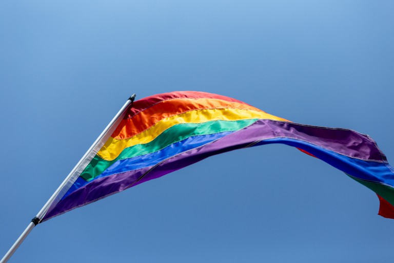 Pride Flag, blue sky
