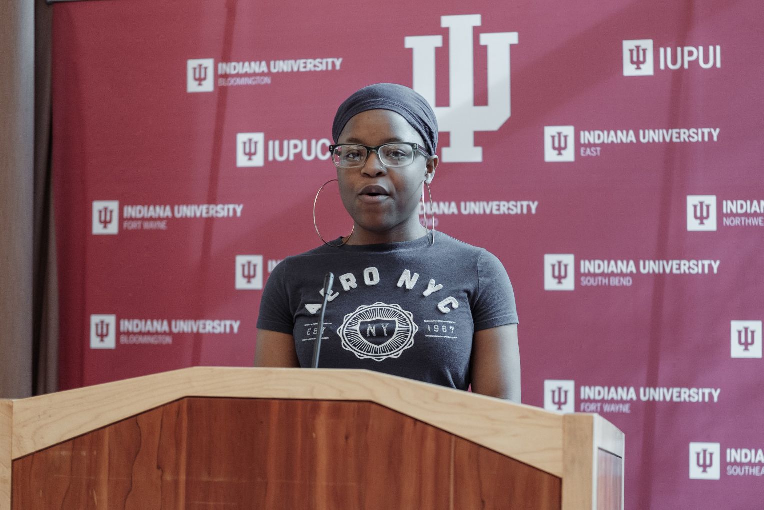 IU freshman Mya Pomales speaks about the benefit of receiving her first passport. Photo by Veronica Mo, Office of the Vice President for Diversity, Equity and Multicultural Affairs