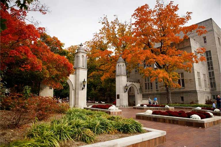 The Sample Gates are pictured on a fall day at Indiana University Bloomington
