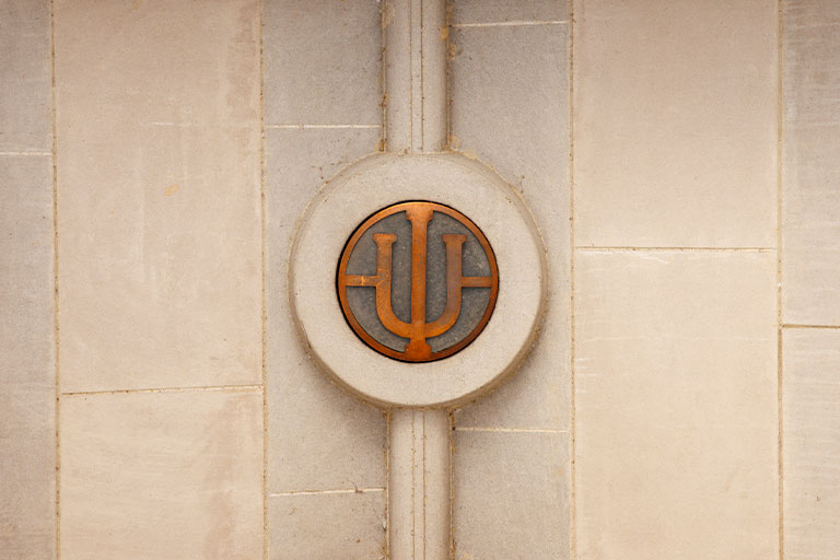 An IU trident is pictured at the Indiana Memorial Union on Wednesday, March 29, 2023. 