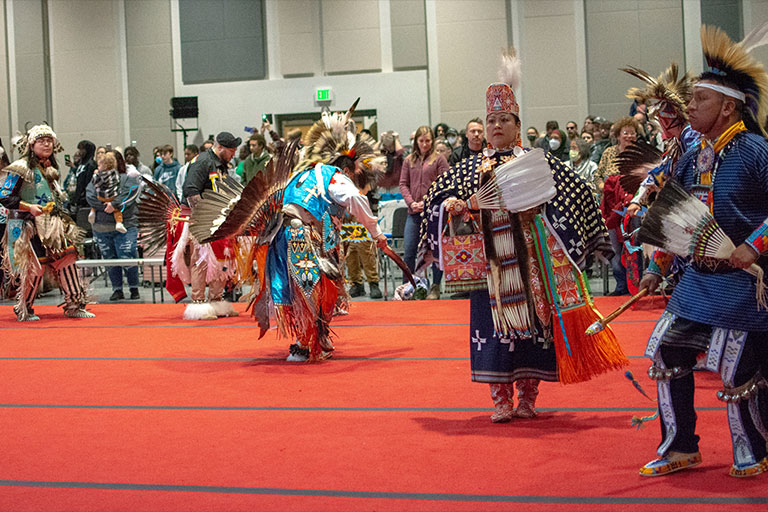 Grand Entry of Performers at the 2022 IU Powwow