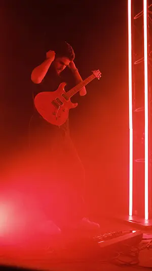 Alex on stage playing a show at the Hollywood palladium with JPEGMAFIA and Danny Brown.