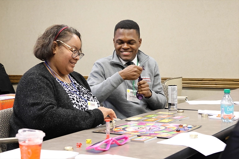 Students playing the Keep It Real game on Friday.