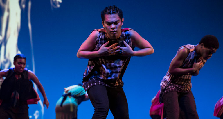 Kelvin Burzon performs with the African American Dance Company.