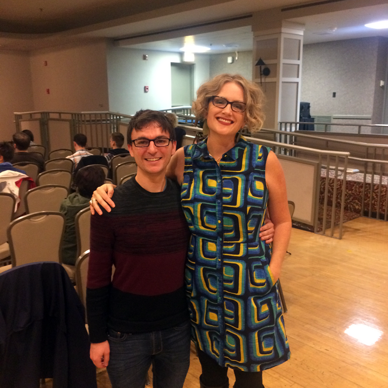 Professor and author Jane Ward stands with IU Ph.D. student Jacob Boss.